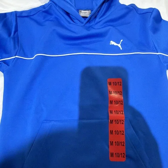 Puma Youth Hoodie  Moisture Wicking Blue Size M 10/12 New With Tags - Picture 4 of 9